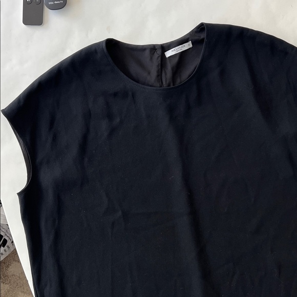 M.M. Lafleur Didion Black Cap Sleeve Modern Crepe Blouse Top Classic Drapey M - Picture 5 of 10